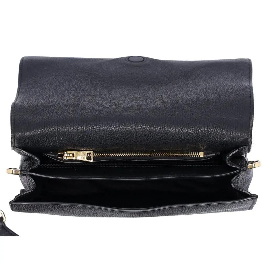 PRADA Vitello Daino Flap Crossbody Bag Black Leather - Picture 6 of 11